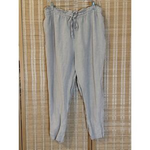 H&M Womens XL Pants Tan Linen Blend Beach Resort Vacation Casual Coastal